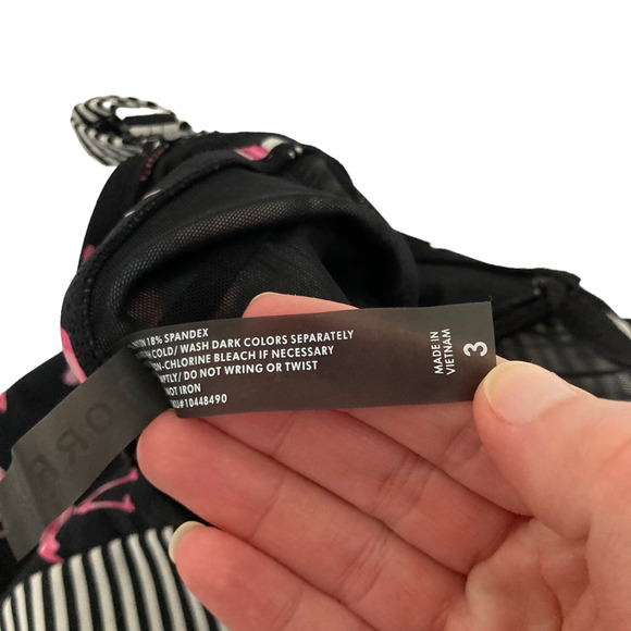 Torrid Black Striped Flamingo Print Tankini Top Sz 3X - Picture 6 of 7